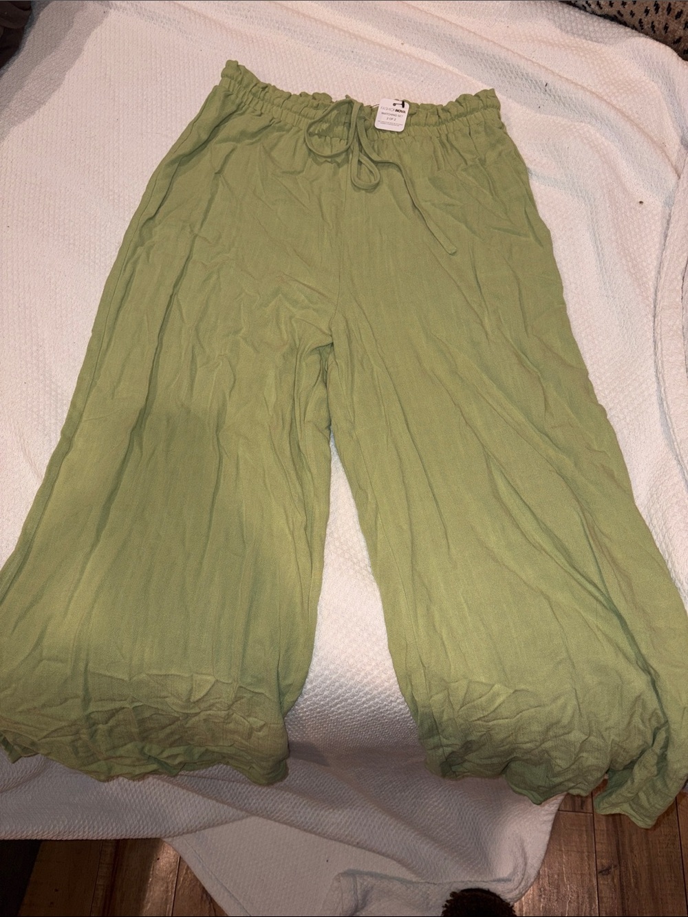 Fashion Nova Olive Green Paperbag Waist Wide Leg Pants